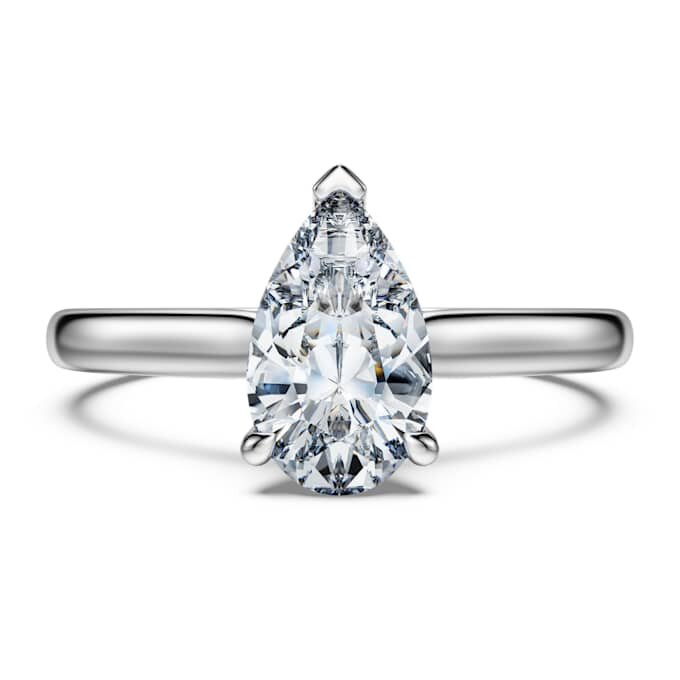 Pierścionek Eternity Solitaire z diamentami wyhodowanymi w laboratorium o łącznej masie 1 karata, w kształcie gruszki, z 14-karatowego białego złota Pierścionek Eternity Solitaire z diamentami wyhodowanymi w laboratorium o łącznej masie 1 karata, w kształcie gruszki, z 14-karatowego białego złota