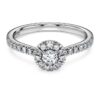 Pierścionek soliterowy „Eternity Halo” z diamentami wyhodowanymi w laboratorium o łącznej masie 0,45 karata, okrągłe, srebro próby 925 Pierścionek soliterowy „Eternity Halo” z diamentami wyhodowanymi w laboratorium o łącznej masie 0,45 karata, okrągłe, srebro próby 925
