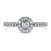Pierścionek soliterowy „Eternity Halo” z diamentami wyhodowanymi w laboratorium o łącznej masie 0,45 karata, okrągłe, srebro próby 925 Pierścionek soliterowy „Eternity Halo” z diamentami wyhodowanymi w laboratorium o łącznej masie 0,45 karata, okrągłe, srebro próby 925