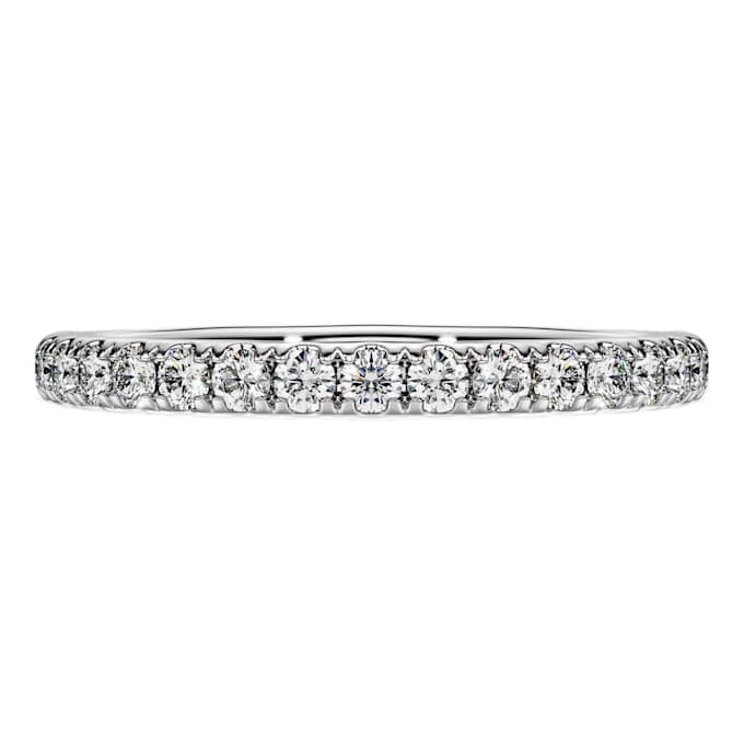 Pierścionek typu eternity z diamentami wyhodowanymi w laboratorium o łącznej masie 0,4 karata, okrągłe, srebro próby 925 Pierścionek typu eternity z diamentami wyhodowanymi w laboratorium o łącznej masie 0,4 karata, okrągłe, srebro próby 925