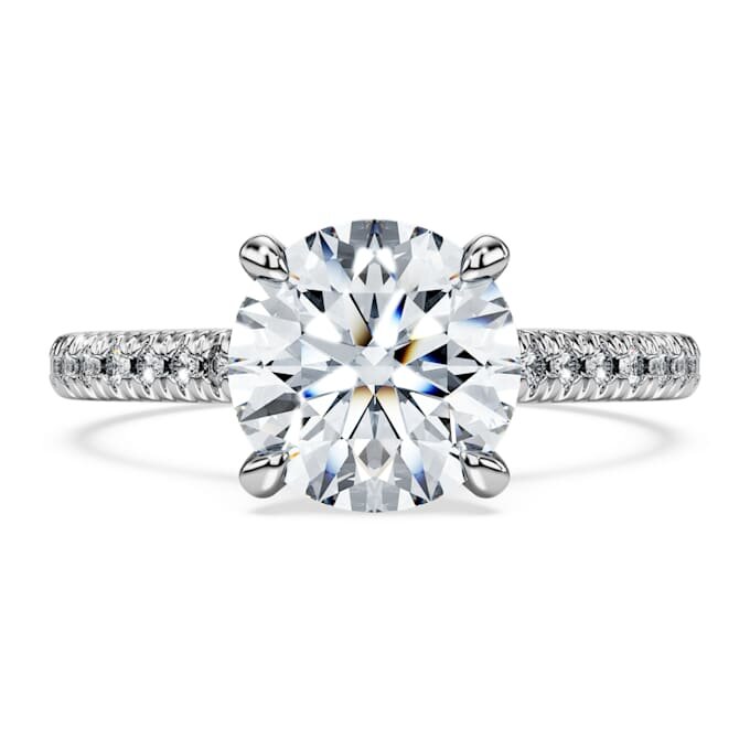 Pierścionek z brylantem typu „Eternity Solitaire” z diamentami wyhodowanymi w laboratorium o łącznej masie 2,2 karata, o okrągłym szlifie, z 14-karatowego białego złota Pierścionek z brylantem typu „Eternity Solitaire” z diamentami wyhodowanymi w laboratorium o łącznej masie 2,2 karata, o okrągłym szlifie, z 14-karatowego białego złota