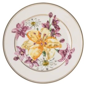 Porcelanowy talerz do chleba Idyllia, motyw kryształowy, bukiet, wielobarwny