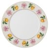 Porcelanowy talerz obiadowy Idyllia, motyw kryształowy, lilia i cytryna, wielokolorowy Porcelanowy talerz obiadowy Idyllia, motyw kryształowy, lilia i cytryna, wielokolorowy