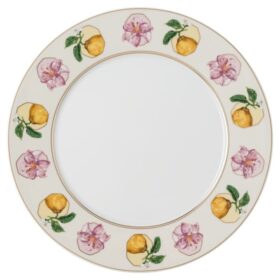 Porcelanowy talerz obiadowy Idyllia, motyw kryształowy, lilia i cytryna, wielokolorowy