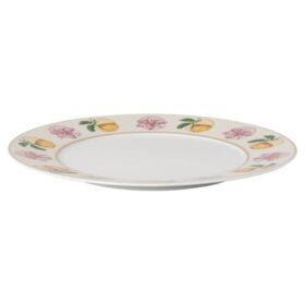 Porcelanowy talerz obiadowy Idyllia, motyw kryształowy, lilia i cytryna, wielokolorowy