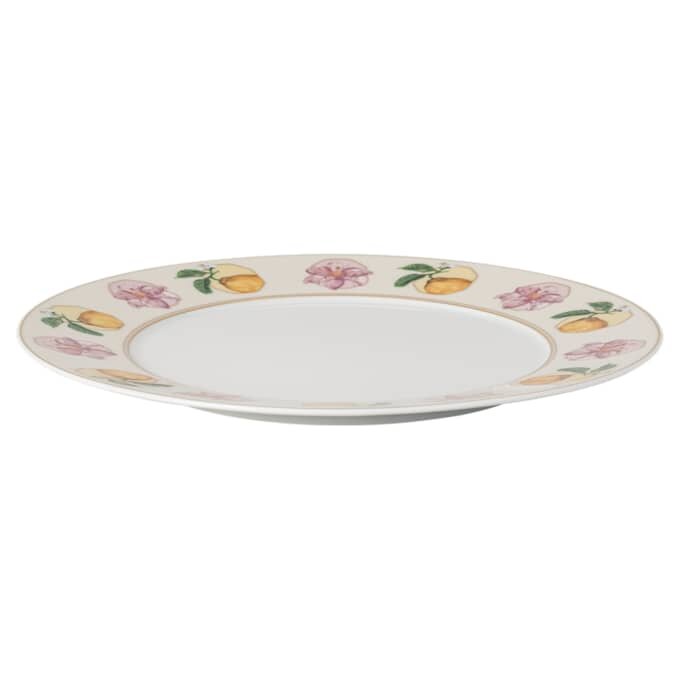 Porcelanowy talerz obiadowy Idyllia, motyw kryształowy, lilia i cytryna, wielokolorowy Porcelanowy talerz obiadowy Idyllia, motyw kryształowy, lilia i cytryna, wielokolorowy