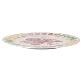 Porcelanowy talerz obiadowy Idyllia, motyw kryształowy, lilia, wielobarwny