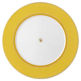 Porcelanowy talerz obiadowy Signum, żółty