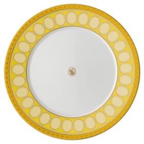 Porcelanowy talerz obiadowy Signum, żółty