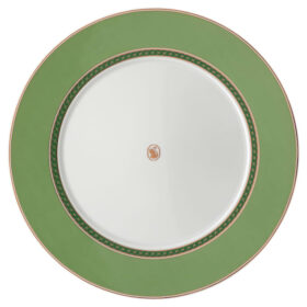 Porcelanowy talerz obiadowy Signum, zielony