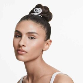 Spinka do włosów Ariana Grande X Swarovski, szlif bagietkowy, biała, pokryta rodem