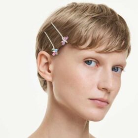 Spinka do włosów Ariana Grande X Swarovski z różnorodnymi elementami, ważka, kwiat, wielokolorowa, pokryta rodem