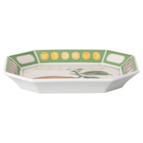 Taca Idyllia z porcelany, motyw kryształowy, kolor cytrynowy, mała, wielobarwna