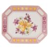Taca Idyllia z porcelany, motyw kryształowy, kwiaty, duża, różowa
