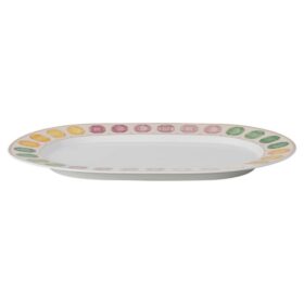 Talerz Idyllia z porcelany, motyw kryształowy, kamienie szlachetne, duży, wielokolorowy