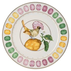 Talerz obiadowy Idyllia z porcelany, motyw kryształowy, muchołówka, wielobarwny