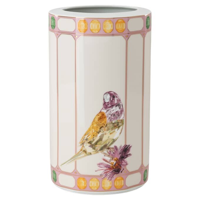 Wazon Idyllia z porcelany, motyw kryształowy, ptak, wielokolorowy Wazon Idyllia z porcelany, motyw kryształowy, ptak, wielokolorowy