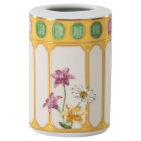 Wazon Idyllia z porcelany z kryształowym nadrukiem, motyw kwiatowy, żółty