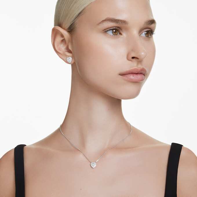 Zestaw Ariana Grande x Swarovski – mieszane szlify, serce, biały, pokryty rodem Zestaw Ariana Grande x Swarovski – mieszane szlify, serce, biały, pokryty rodem