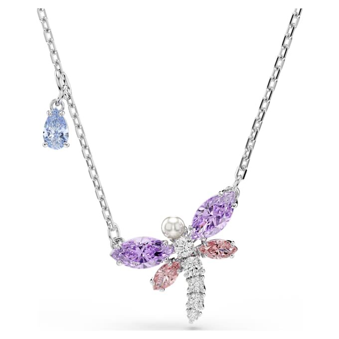 Wisiorek Ariana Grande X Swarovski z różnymi szlifami, w kształcie ważki, wielokolorowy, pokryty rodem Wisiorek Ariana Grande X Swarovski z różnymi szlifami, w kształcie ważki, wielokolorowy, pokryty rodem