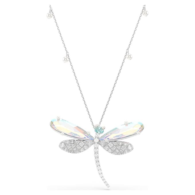 Wisiorek i broszka Ariana Grande X Swarovski z kryształową perłą, mieszane szlify, ważka, biały, pokryty rodem Wisiorek i broszka Ariana Grande X Swarovski z kryształową perłą, mieszane szlify, ważka, biały, pokryty rodem