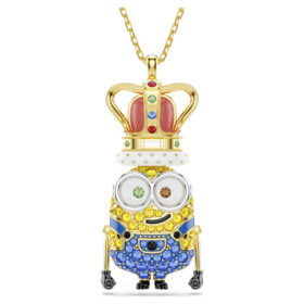 Wisiorek Minionów „Król Bob” z pavé, wielokolorowy, w kolorze złotym
