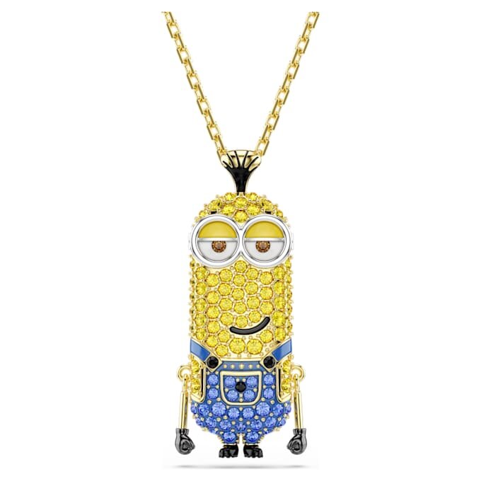 Wisiorek Minionów z Kevinem w stylu pavé, wielokolorowy, pozłacany Wisiorek Minionów z Kevinem w stylu pavé, wielokolorowy, pozłacany