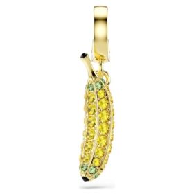 Wisiorek z bananem z filmu „Minionki” z pavé, żółty, pokryty powłoką w kolorze złotym