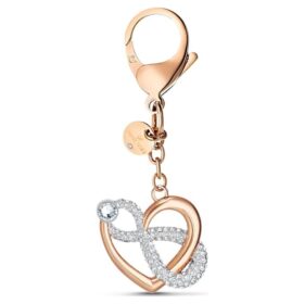 Zawieszka do torebki „Infinity and Heart”, biała, wykończenie z mieszanych metali