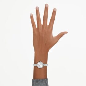Zegarek-bransoletka Matrix Swiss Made, bransoletka z kryształami, biały, stal nierdzewna