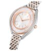 Zegarek Crystalline Aura Swiss Made, metalowa bransoletka, w odcieniu różowego złota, wykończenie z mieszanych metali
