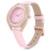 Zegarek Crystalline Aura Swiss Made, skórzany pasek, różowy, wykończenie w odcieniu różowego złota