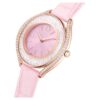 Zegarek Crystalline Aura Swiss Made, skórzany pasek, różowy, wykończenie w odcieniu różowego złota