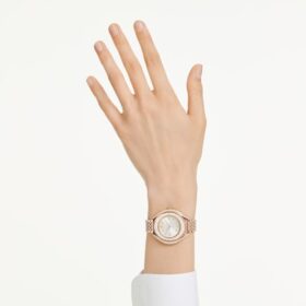 Zegarek Crystalline Aura – wyprodukowany w Szwajcarii, metalowa bransoletka, w odcieniu różowego złota, wykończenie w odcieniu różowego złota