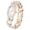 Zegarek Dextera Chain Swiss Made, bransoletka z kryształami, biały, wykończenie w kolorze szampańskiego złota Zegarek Dextera Chain Swiss Made, bransoletka z kryształami, biały, wykończenie w kolorze szampańskiego złota