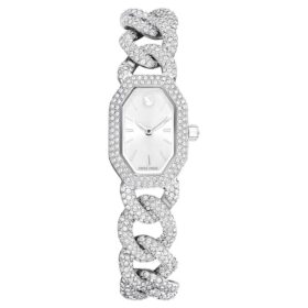 Zegarek Dextera Chain Swiss Made, bransoletka z kryształami, w odcieniu srebra, stal nierdzewna