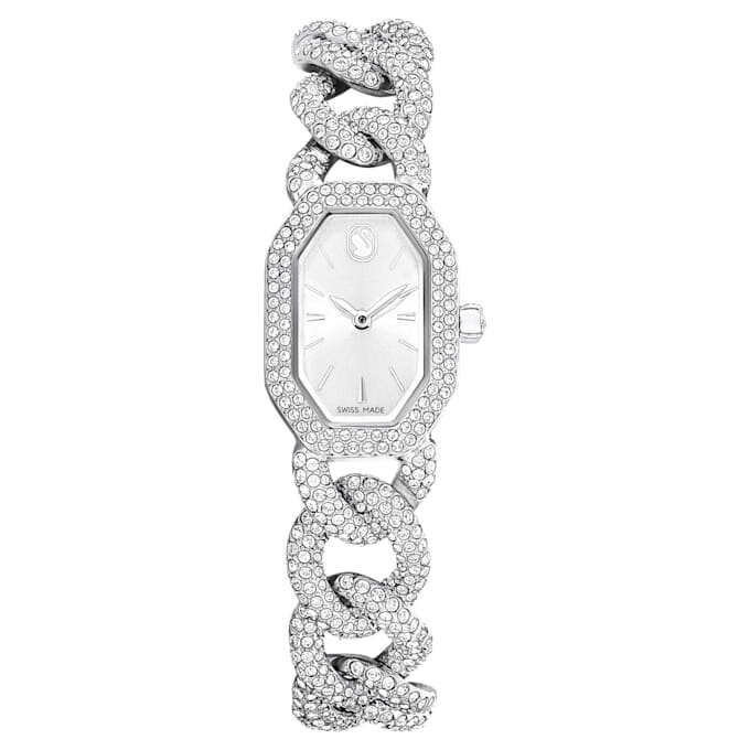 Zegarek Dextera Chain Swiss Made, bransoletka z kryształami, w odcieniu srebra, stal nierdzewna Zegarek Dextera Chain Swiss Made, bransoletka z kryształami, w odcieniu srebra, stal nierdzewna