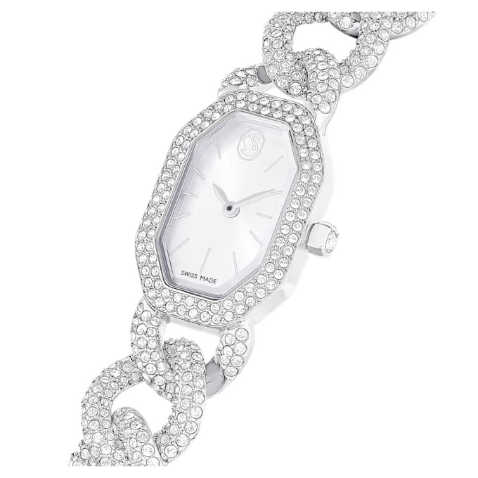 Zegarek Dextera Chain Swiss Made, bransoletka z kryształami, w odcieniu srebra, stal nierdzewna Zegarek Dextera Chain Swiss Made, bransoletka z kryształami, w odcieniu srebra, stal nierdzewna