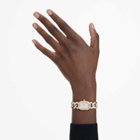 Zegarek Dextera Chain Swiss Made, bransoletka z kryształami, w odcieniu złota, wykończenie w odcieniu złota