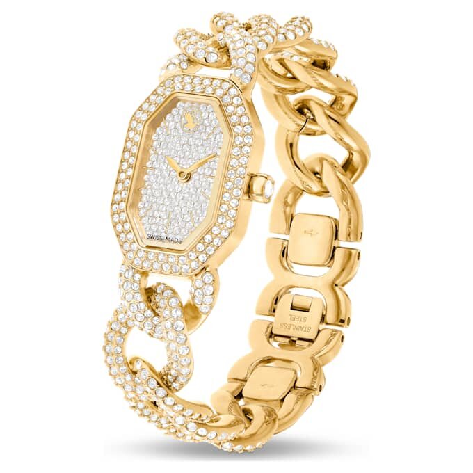 Zegarek Dextera Chain Swiss Made, bransoletka z kryształami, w odcieniu złota, wykończenie w odcieniu złota Zegarek Dextera Chain Swiss Made, bransoletka z kryształami, w odcieniu złota, wykończenie w odcieniu złota