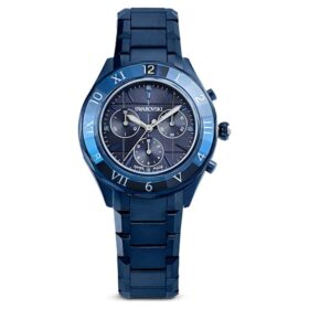 Zegarek Dextera Chrono 39 mm, wyprodukowany w Szwajcarii, metalowa bransoletka, niebieski, niebieskie wykończenie