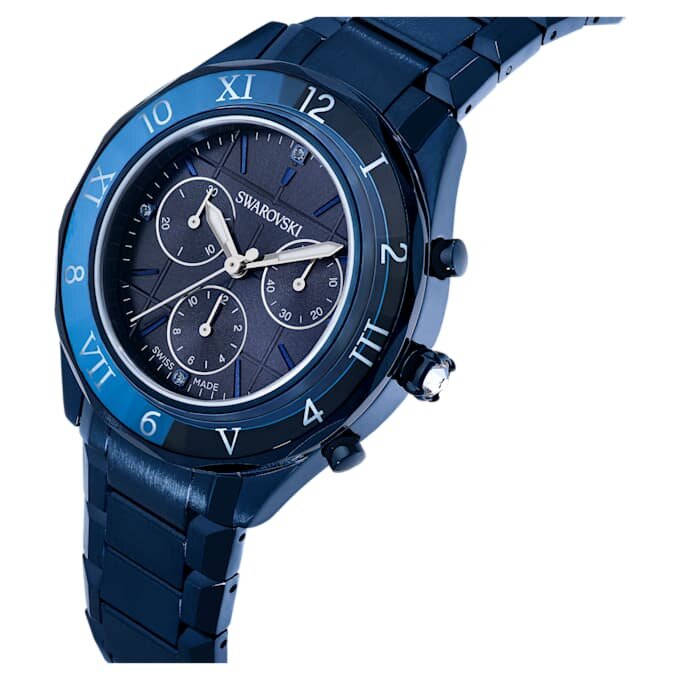 Zegarek Dextera Chrono 39 mm, wyprodukowany w Szwajcarii, metalowa bransoletka, niebieski, niebieskie wykończenie Zegarek Dextera Chrono 39 mm, wyprodukowany w Szwajcarii, metalowa bransoletka, niebieski, niebieskie wykończenie