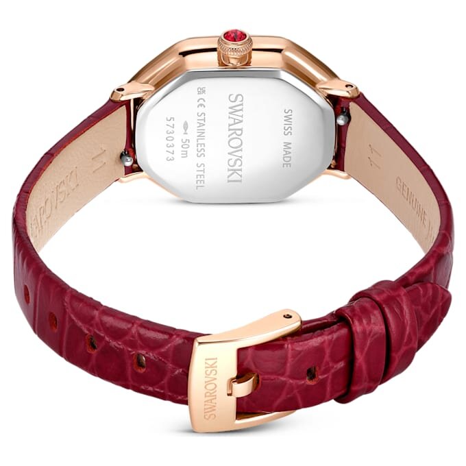 Zegarek Dextera Octagon Swiss Made, skórzany pasek, czerwony, wykończenie w odcieniu różowego złota Zegarek Dextera Octagon Swiss Made, skórzany pasek, czerwony, wykończenie w odcieniu różowego złota