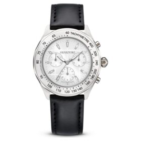 Zegarek Dextera Tachymetre Swiss Made, skórzany pasek, srebrny odcień, stal nierdzewna