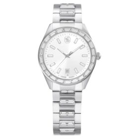 Zegarek Matrix Date Swiss Made, metalowa bransoletka, srebrny odcień, stal nierdzewna