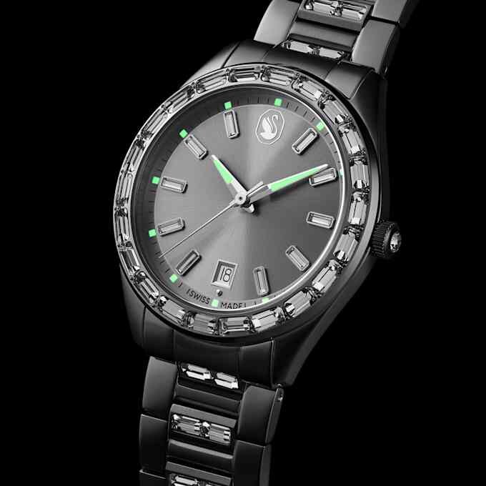 Zegarek Matrix Date Swiss Made, metalowa bransoletka, srebrny odcień, stal nierdzewna Zegarek Matrix Date Swiss Made, metalowa bransoletka, srebrny odcień, stal nierdzewna