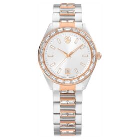 Zegarek Matrix Date Swiss Made, metalowa bransoletka, w odcieniu różowego złota, wykończenie z mieszanych metali
