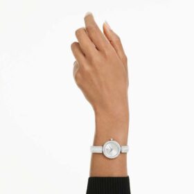 Zegarek Matrix Pearl Bangle Swiss Made, bransoletka z kryształami, biały, stal nierdzewna