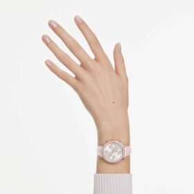 Zegarek Matrix Tennis Chrono Swiss Made, skórzany pasek, różowy, wykończenie w odcieniu różowego złota