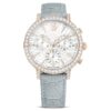 Zegarek Matrix Tennis Chrono Swiss Made, skórzany pasek, szary, wykończenie w kolorze szampańskiego złota